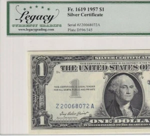 Z20068072A 1957 SILVER CERTIFICATE 64PPQ ONE DOLLAR NOTE IN EXCELLENT CONDITION - Picture 1 of 3