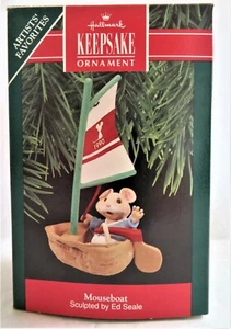 NIB HALLMARK KEEPSAKE "MOUSEBOAT" Handcrafted & Sculpted CHRISTMAS ORNAMENT-1990 - Picture 1 of 3