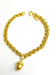 REINSTEIN ROSS Dyan Pre-Raphaelite 20k Peach Gold Bracelet &Sonoma Acorn Pendant - Picture 1 of 8