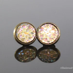 Damen gelbe Harz Bronzefarbene Ohrring/ Ohrstecker 10mm Modeschmuck - Bild 1 von 2