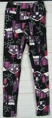 LuLaRoe Kids Christmas Leggings Black & Purple Size Tween New - Image 1 of 3