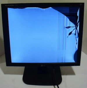 LG Flatron L1718S 17" LCD Monitor L1718S-BN PC Monitor - CRACKED AS IS PARTS - Picture 1 of 5
