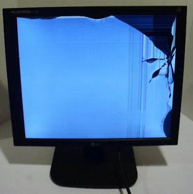 LG Flatron L1718S 17" LCD Monitor L1718S-BN PC Monitor - CRACKED AS IS PARTS - Image 1 of 4