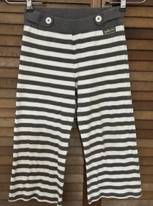 Matilda Jane-sz 6-LEGGINGS-Gray & White- Bold Stripes-Wide Legs-Button Accent - Picture 1 of 3