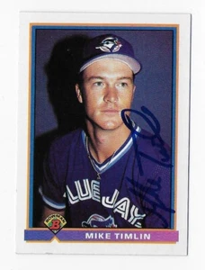1991 BOWMAN MIKE TIMLIN BLUE JAYS RED SOX AUTOGRAPHED SIGNED BASEBALL CARD RC - Picture 1 of 1
