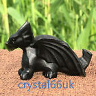 2" Natural obsidian fly dragon Carved Quartz Crystal Skull Reiki Healing 1pc