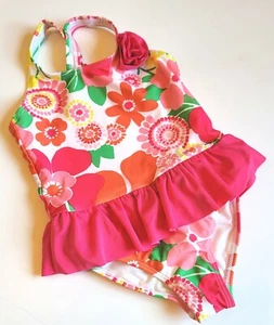 Gymboree 4 Girls Swim Shop Green Pink Ruffle Floral Swimsuit NWT Bathingsuit  - Picture 1 of 2