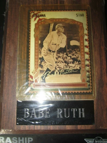 BABE RUTH TRADING CARD ON WOODEN PLAQUE $160 Cover