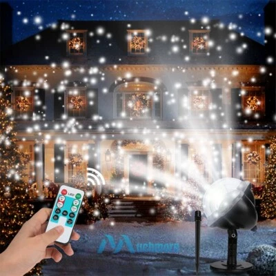 Remote Control Snowfall Snowflake LED Projector Light Indoor Outdoor Xmas Decor - Image 1 of 4