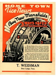 Mansfield Tires Paper Ad Vintage Home Town News T. Weidiman Deer Lodge Tennessee - Picture 1 of 3
