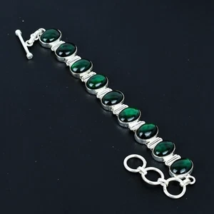 Green Labradorite Silver Bracelet 925 Sterling Handmade Bracelet - Picture 1 of 4