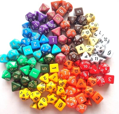 Solid colour  dice set 7pcs Polyhedral Die Role Playing DND D&D RPG games D20 - Image 1 of 2