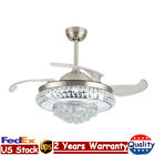 LED Chandelier Crystal Ceiling Fan Light Pendant Lamp Modern Lighting Fixture US