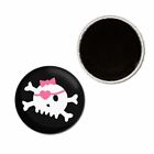 Black Skull with Bow - Button Badge Fridge Magnet - Decoration Fun BadgeBeast