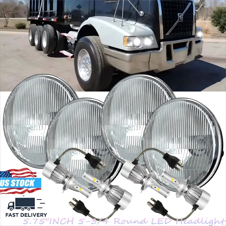 5.75"INCH 5-3/4 Round LED Headlight Hi/Lo Sealed For Volvo VHD 2001-2019 Truck — 第 1/4 张图片