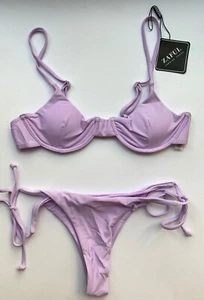 Zaful Lilac Pale Purple Underwired Padded Bikini Size 10 / M Swimwear Set BNWT - Picture 1 of 7