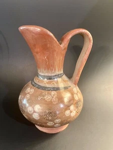 Tonala Hecho Mexico Pottery Stoneware Ceramic Hand Painted Jar Pitcher Brown - Picture 1 of 7
