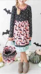Matilda Jane Heart to Heart Halloween Fun Mixed Print Dress Size 12 NEW - Picture 1 of 4
