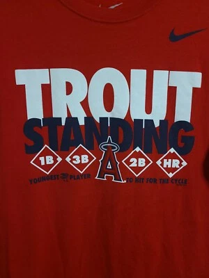 Nike Mike Trout 2013 Angels Grande Para Hombre Rojo Gráfico Logo Camiseta Manga Corta MLB Foto 1 de 4