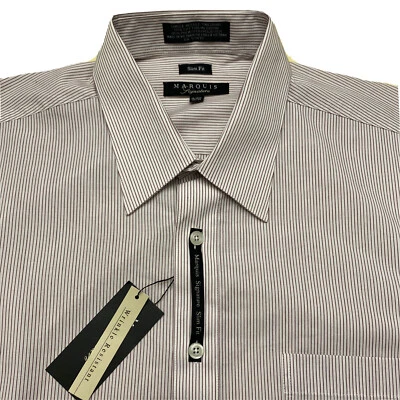 Camisa de vestir Marquis Signature ajustada resistente a las arrugas 16 16,5 34-35 nueva con etiquetas Foto 1 de 4