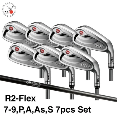 PRGR Golf New EGG Iron Wedge Set 7-9,P,A,AS,S 7pcs Graphite Shaft M35 R2-Flex RH - Image 1 of 4