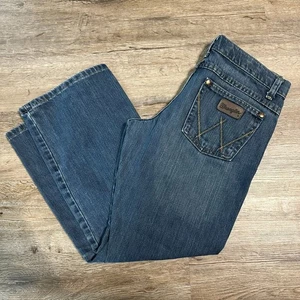 Wrangler Boys Retro Relaxed Bootcut Jeans Size 10 Husky Adjustable Dark Wash - Picture 1 of 5