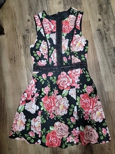 Disney Princess, NWT, Womens Fit & Flare Tank Floral Dress, Size L, Black - Picture 1 of 5
