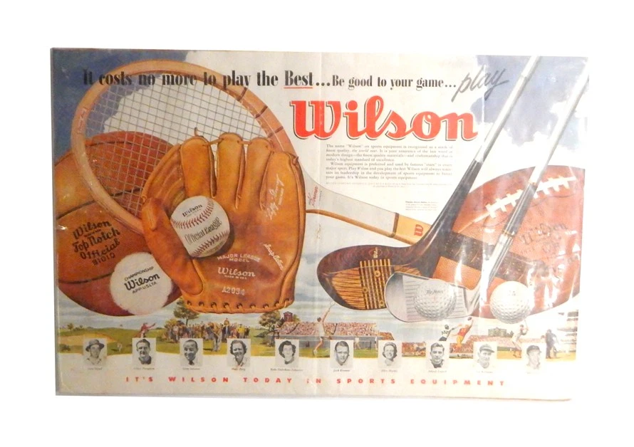Wilson Sports Advertisement 1955 14" x 21" Sam Snead Ted Williams Bob Feller Foto 1 de 1