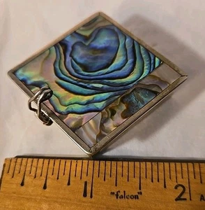Vintage Alpaka Silber Abalone Miniatur Dreieck Schmuckschatulle Schmuck Mexiko - Bild 1 von 7