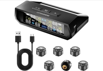 Sistema de monitoreo de presión de neumáticos para autocaravana - Monitor de presión de neumáticos TPMS con 6 sensores, M1 Foto 1 de 4