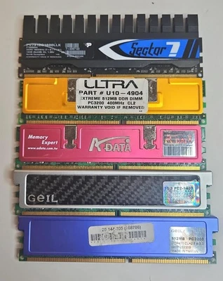 Mixed Older High End Gaming RAM lot 1 Gb, 512 MB, 1gb, 512 Mb, 4GB  - Image 1 of 2