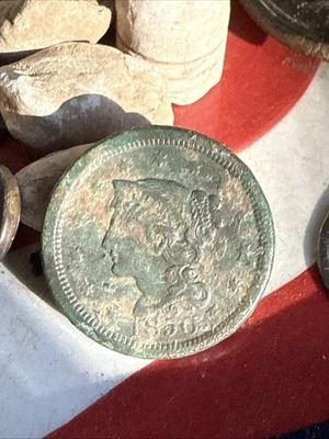 Вырытый до гражданской войны 💥 🇺🇸 💣 красивый 1850 большой цент монета  - Изображение 1 из 4