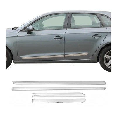 Universal Chrome Body Door Side Molding Trim Streamer Stainless Steel 4 Pcs Set - Image 1 of 4