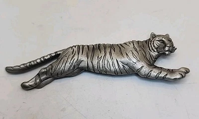 Vintage JJ Jonette Pewter Leaping Tiger Brooch Pin - Image 1 of 3