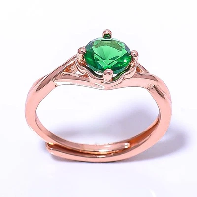 Emerald Quartz (Simulated) Antique Design Rose Gold Plated Ring Adst RC7380-9_3 - Image 1 of 4