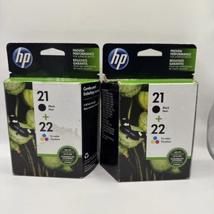 2PK Genuine HP 21 HP 22 Ink for Officejet J3680 4315 Deskjet D2360 F380 EXP DATE - Picture 1 of 5