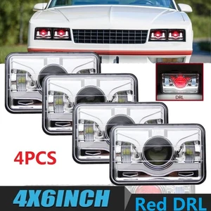 4PCS 4x6" LED Headlights Hi/Lo Red Devil Eye Fit Chevrolet Monte Carlo Camaro - Picture 1 of 11