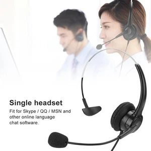 Headset Mono Ear USB Headphone Earpiece Computer Notebook Earphone For Skype FY - Afbeelding 1 van 10