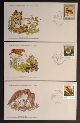 Poland stamp 1977 WWF Series Endangered Animals 3 x first day covers unaddressed - Image 1 of 2