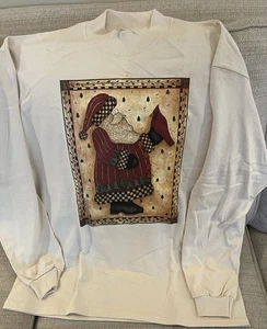Vintage 1996 Vermont Cotton Co Damen XL Debbie Mumm LS Santa Cardinal beige Shirt - Bild 1 von 10