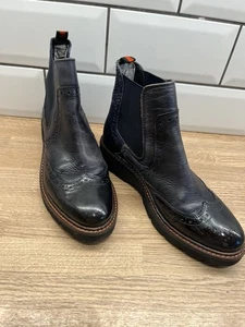 Dune Navy Palomo Leather Chelsea Ankle Boots Size UK 4 Eu 37 - Picture 1 of 13