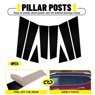 For 2014-2020 Nissan Rogue 8pcs/Set Black Door Window Pillar Posts Molding Trim Foto 1 de 4
