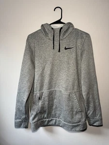 Nike Men’s Medium Gray Therma-FIT Pullover Hoodie Zip Pocket Fleece Sweatshirt - Picture 1 of 3