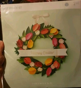 Paper Source TULIP WREATH KIT  +/- Happy Easter Banner 15" Diameter Paper Wreath - Picture 1 of 4