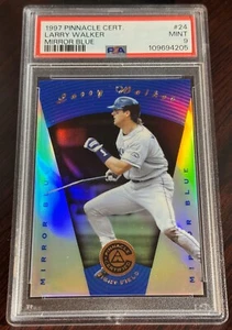 1997 LARRY WALKER PINNACLE CERTIFIED MIRROR BLUE #24 PSA 9 POP 4 - Picture 1 of 2