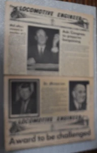 2 LOCOMOTIVE ENGINEER NEWSPAPER ISSUES Nov 29 1963 (JFK issue) Aug 9 1963 - Picture 1 of 1