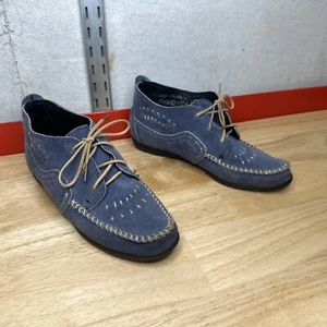 Minnetonka Boots Womens 7 Blue Chukka Ankle Bootie Lace Up Suede Moccasin - Picture 1 of 6