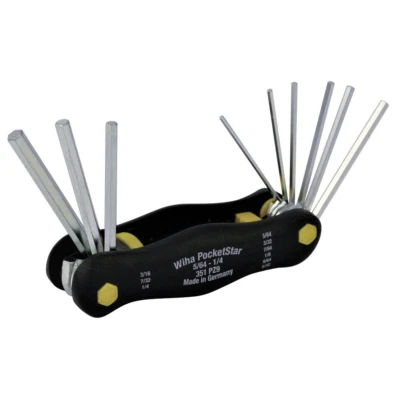 9 Piece PocketStar Fold Out Key Set with Large Ergo Handle - Wiha 35197 - Image 1 of 4