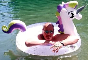 XL aufblasbarer Schwimmreifen / Schwimmring "Glitzer Pony" Pool toy ~110cm - Bild 1 von 5