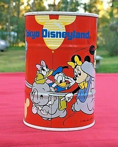 Walt Disney Mickey Mouse Minnie Dumbo Tin Can Bank RARE Tokyo Disneyland 1984 - Picture 1 of 11